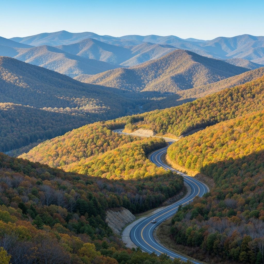 Scenic Skyline Drive in Shenandoah National Park with Blue Ridge Mountain views